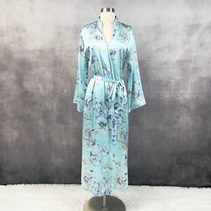 Halston Womens Satin Floral Robe Size S Lounge Romantic Luxury Boudoir Feminine